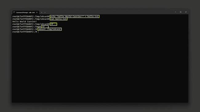 Writing on micro SD commands