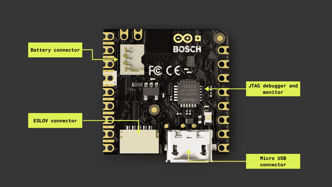 Nicla Sense ME main components (bottom view)