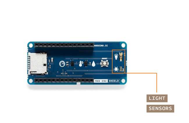 Figure 4: ENV Shield highlighting the light sensor