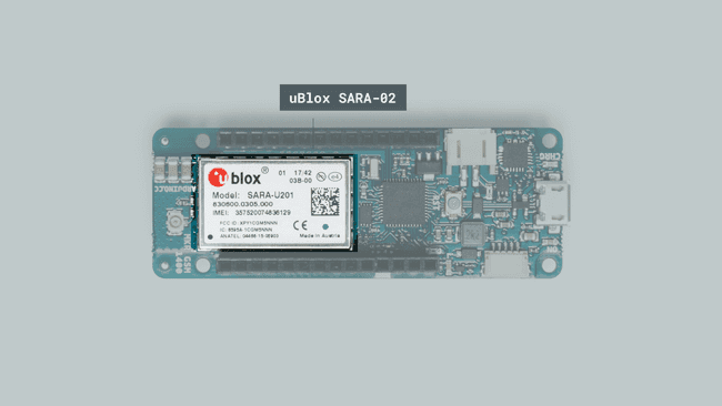 The uBlox SARA-02 module.