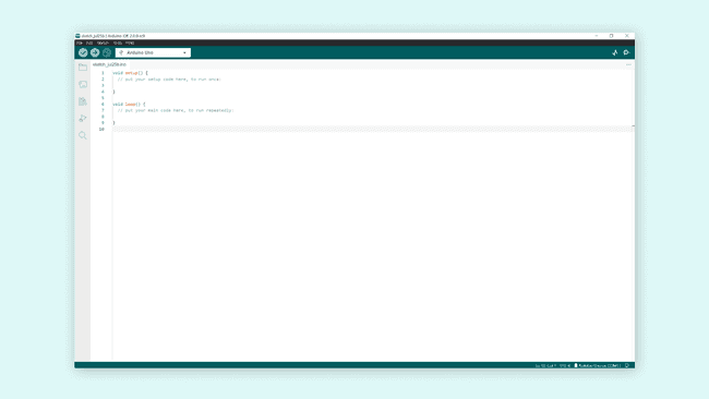 An empty Arduino IDE sketch window.