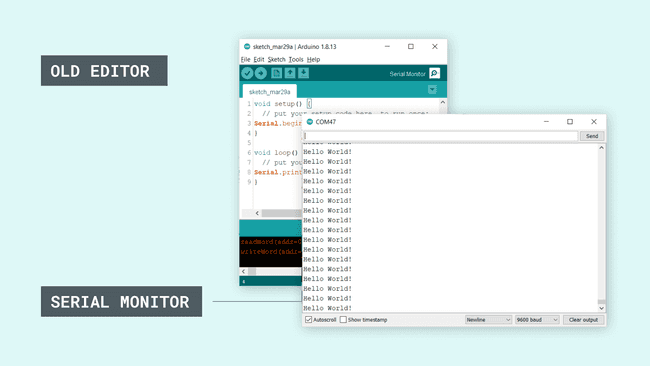 Serial Monitor on the older version.