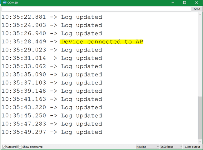 Serial Monitor data.