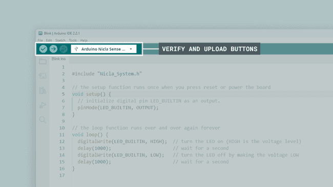 Uploading a sketch to the Nicla Sense ME in the Arduino IDE